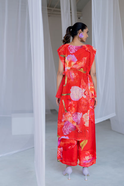 Scarlet Mesh Overlay Co - Ord Set