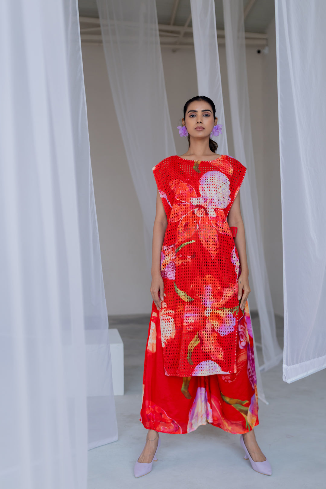 Scarlet Mesh Overlay Co - Ord Set