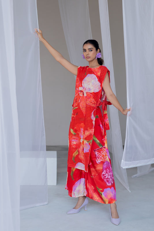 Scarlet Mesh Overlay Co - Ord Set