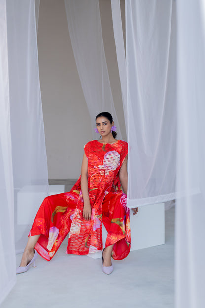 Scarlet Mesh Overlay Co - Ord Set