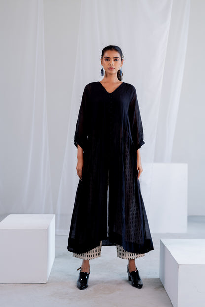 Sheer Midnight Chanderi Overlay with Slip