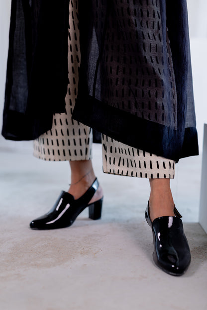 Sheer Midnight Chanderi Overlay with Slip