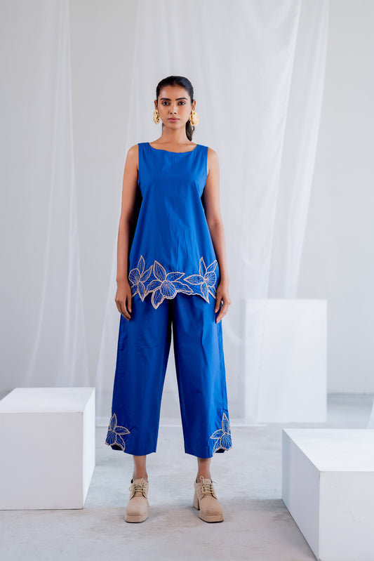 Cobalt Iris Embroidered Co-Ord