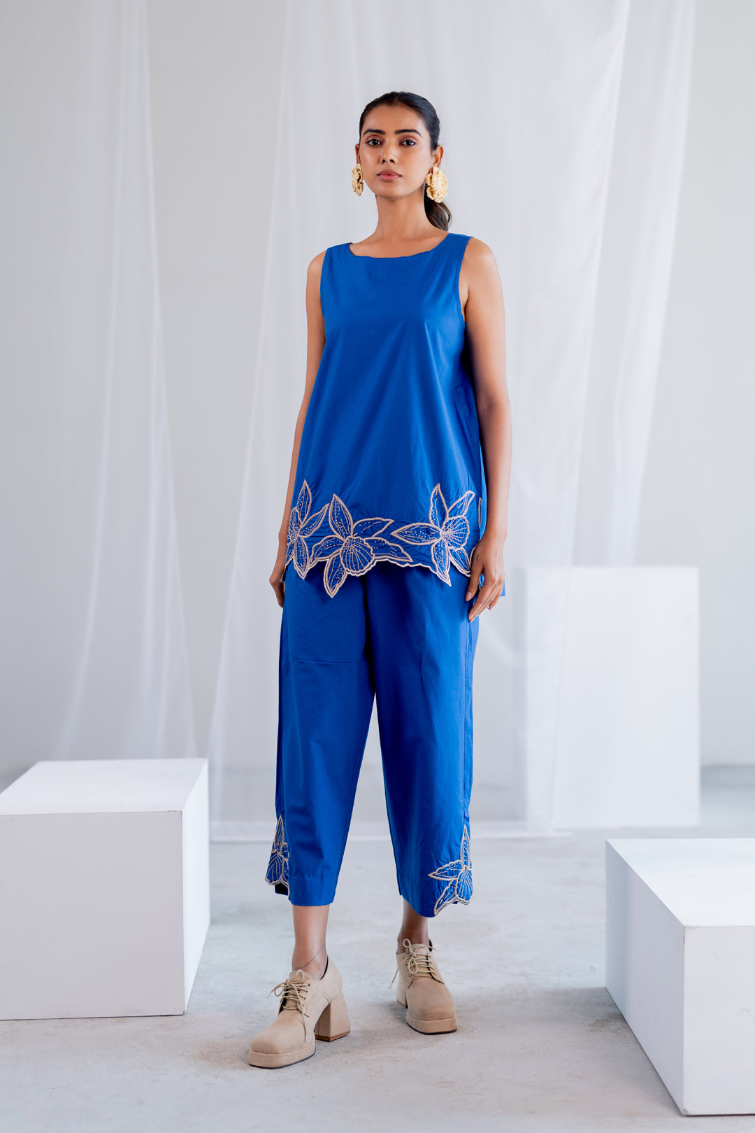 Cobalt Iris Embroidered Co-Ord