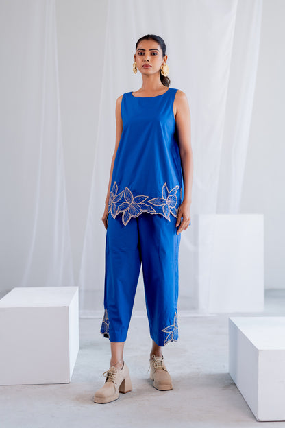 Cobalt Iris Embroidered Co-Ord