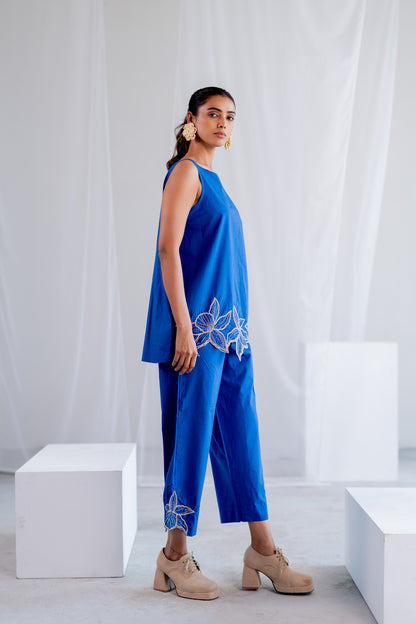 Cobalt Iris Embroidered Co-Ord