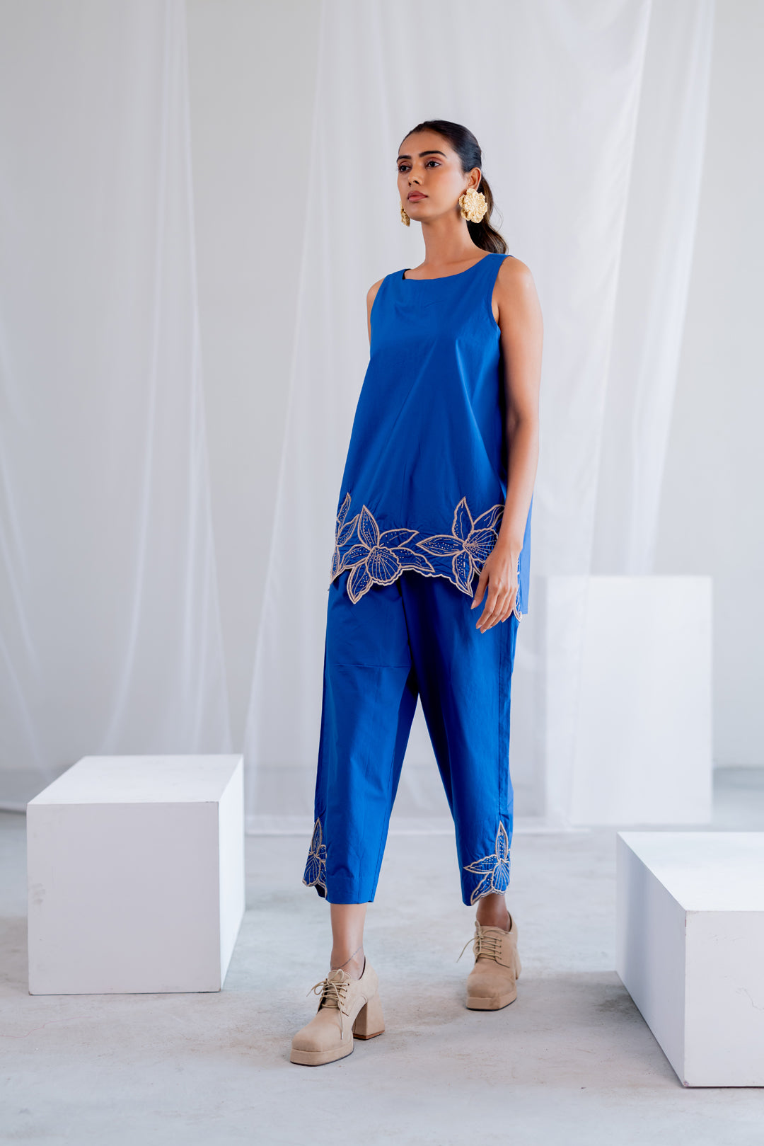 Cobalt Iris Embroidered Co-Ord