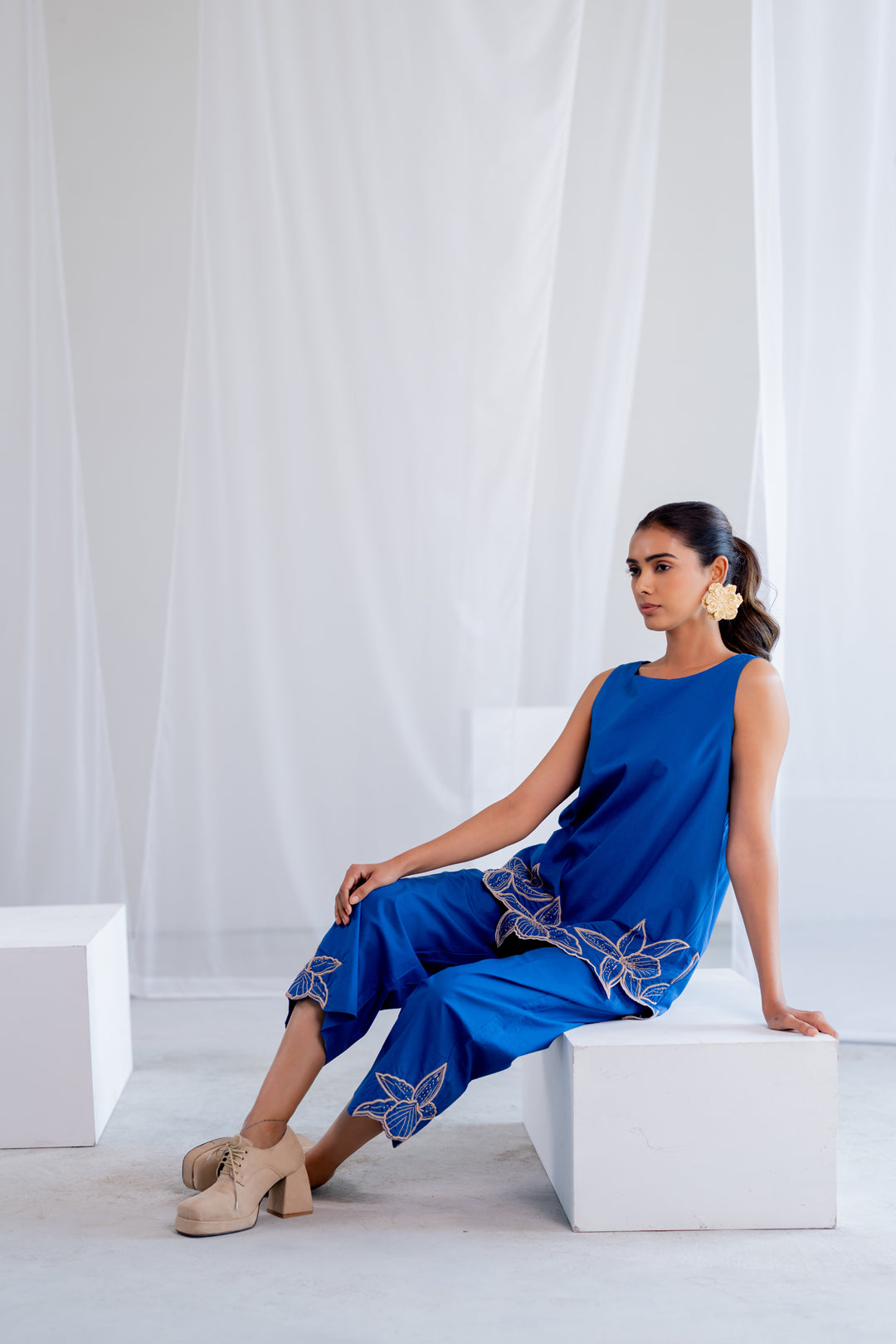 Cobalt Iris Embroidered Co-Ord