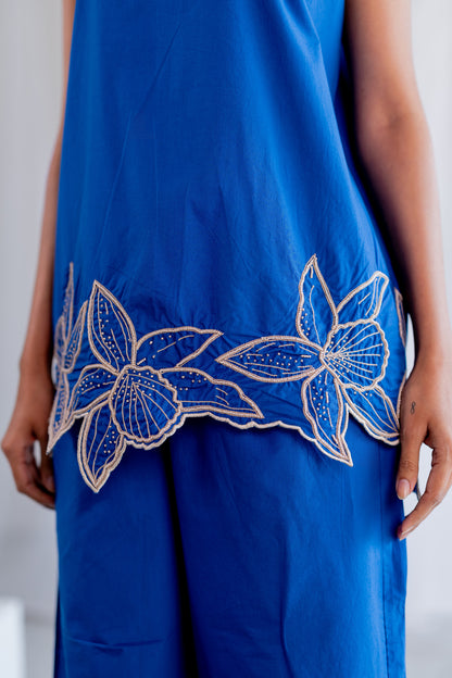 Cobalt Iris Embroidered Co-Ord