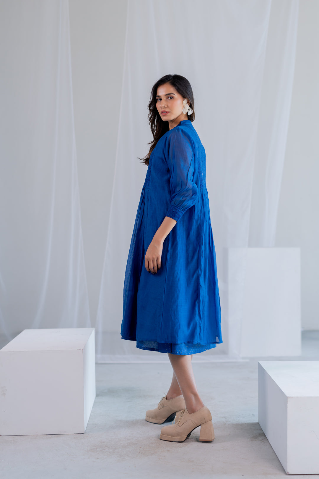Wavy Seas Chanderi Dress