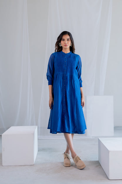 Wavy Seas Chanderi Dress