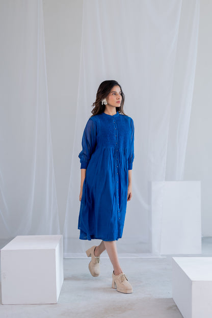 Wavy Seas Chanderi Dress