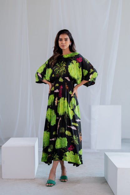 Madagascar Forest Satin Dress