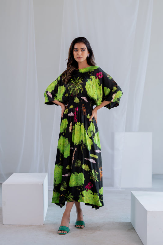 Madagascar Forest Satin Dress
