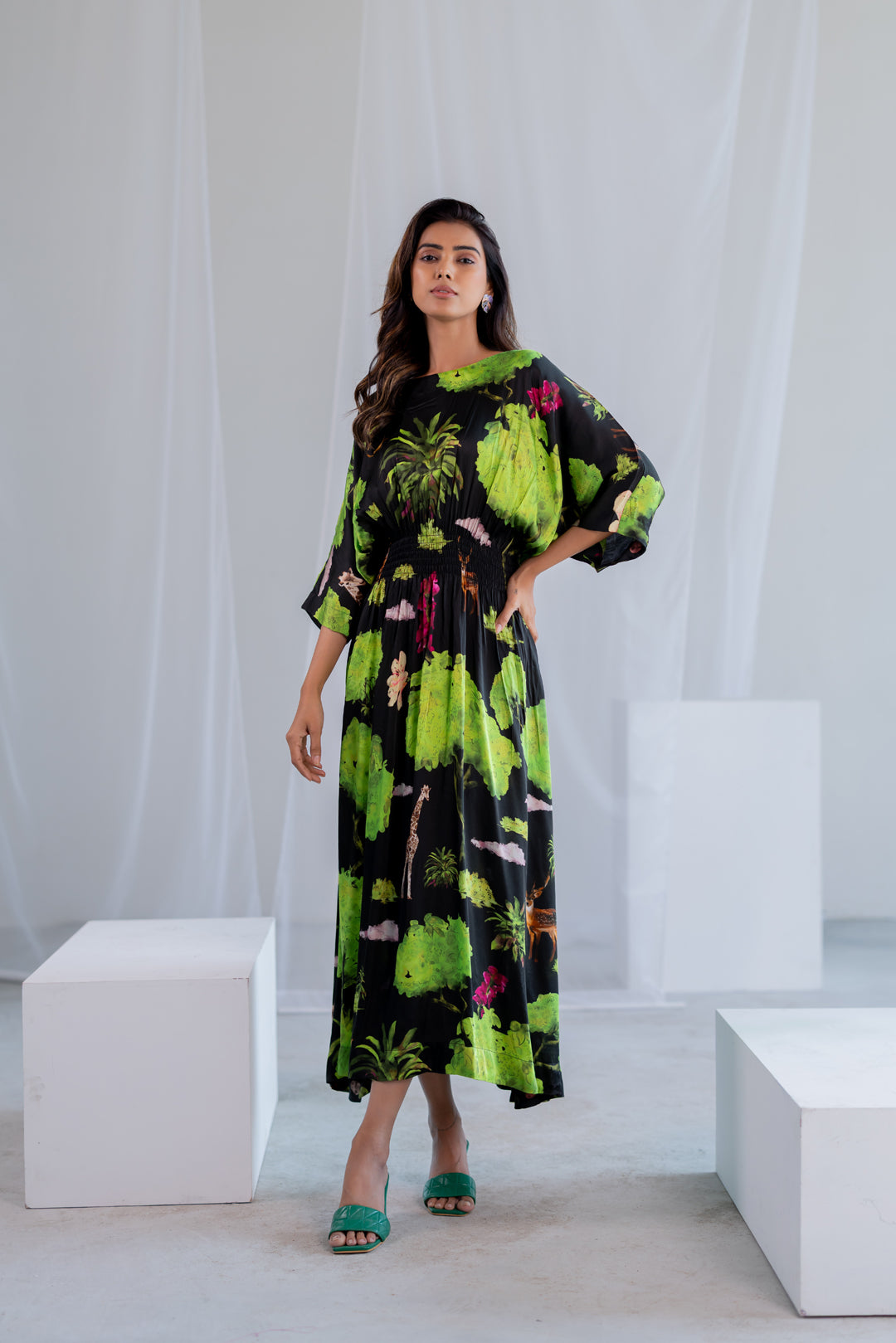 Madagascar Forest Satin Dress