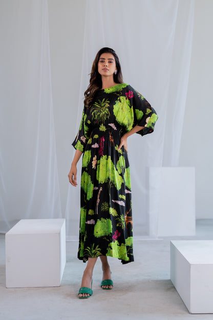 Madagascar Forest Satin Dress