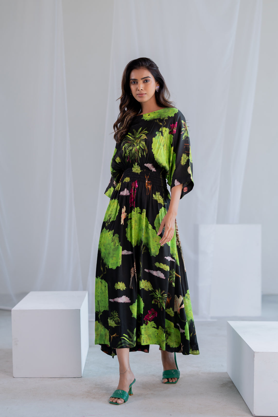 Madagascar Forest Satin Dress