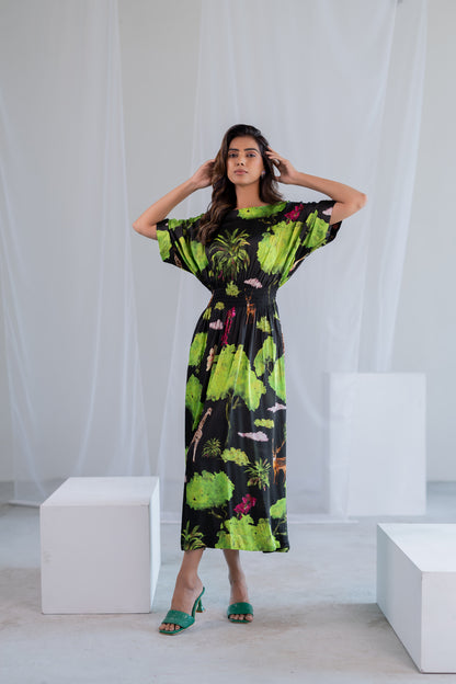 Madagascar Forest Satin Dress