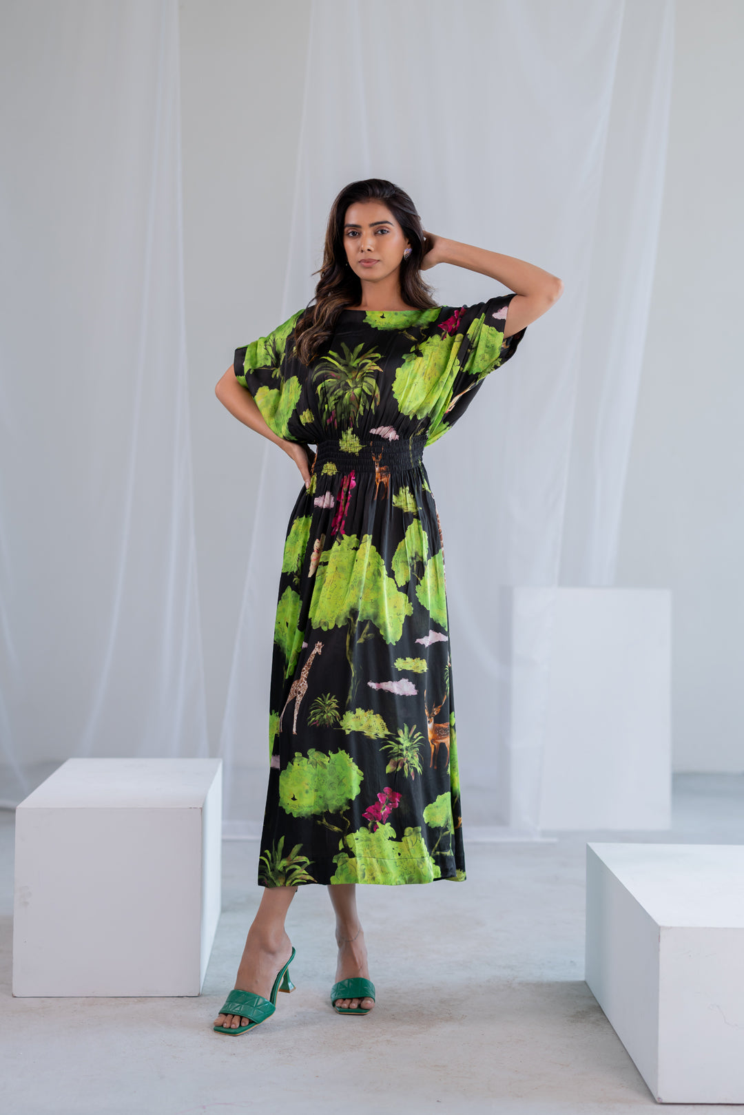 Madagascar Forest Satin Dress
