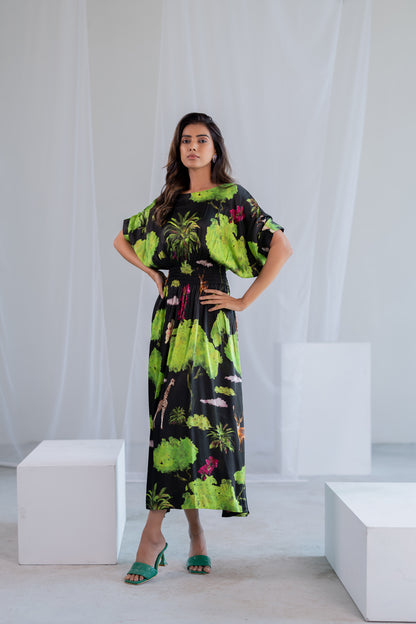 Madagascar Forest Satin Dress