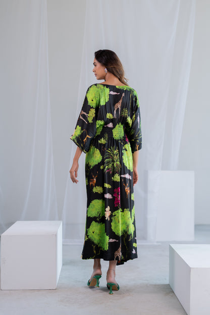 Madagascar Forest Satin Dress