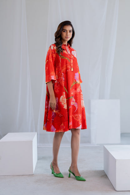 Vermilion Orchids Dress