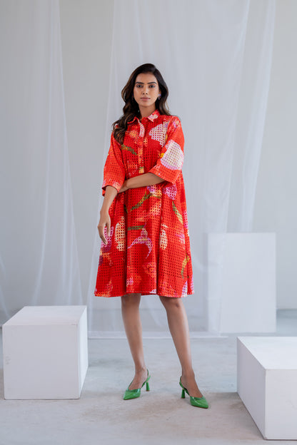 Vermilion Orchids Dress