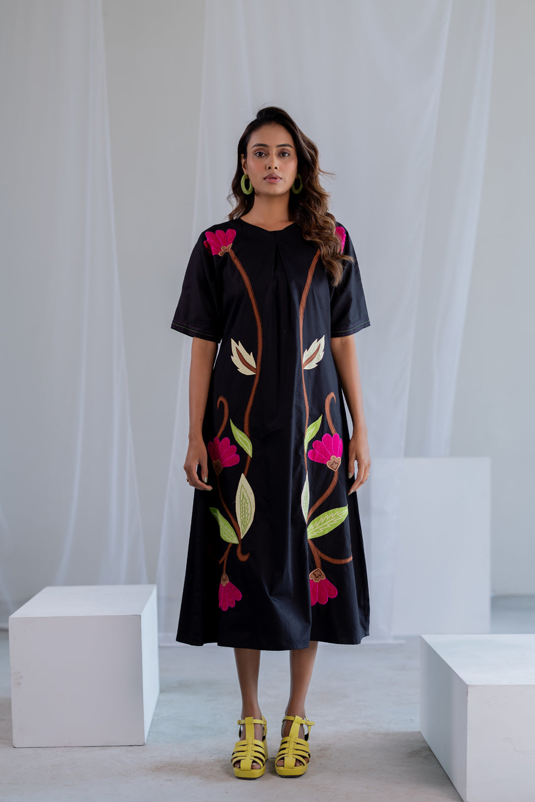 Flowers on Embers Applique Dress