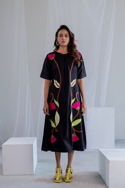 Flowers on Embers Applique Dress