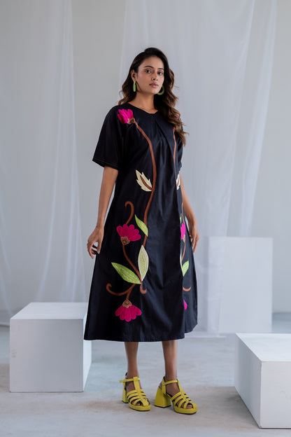 Flowers on Embers Applique Dress