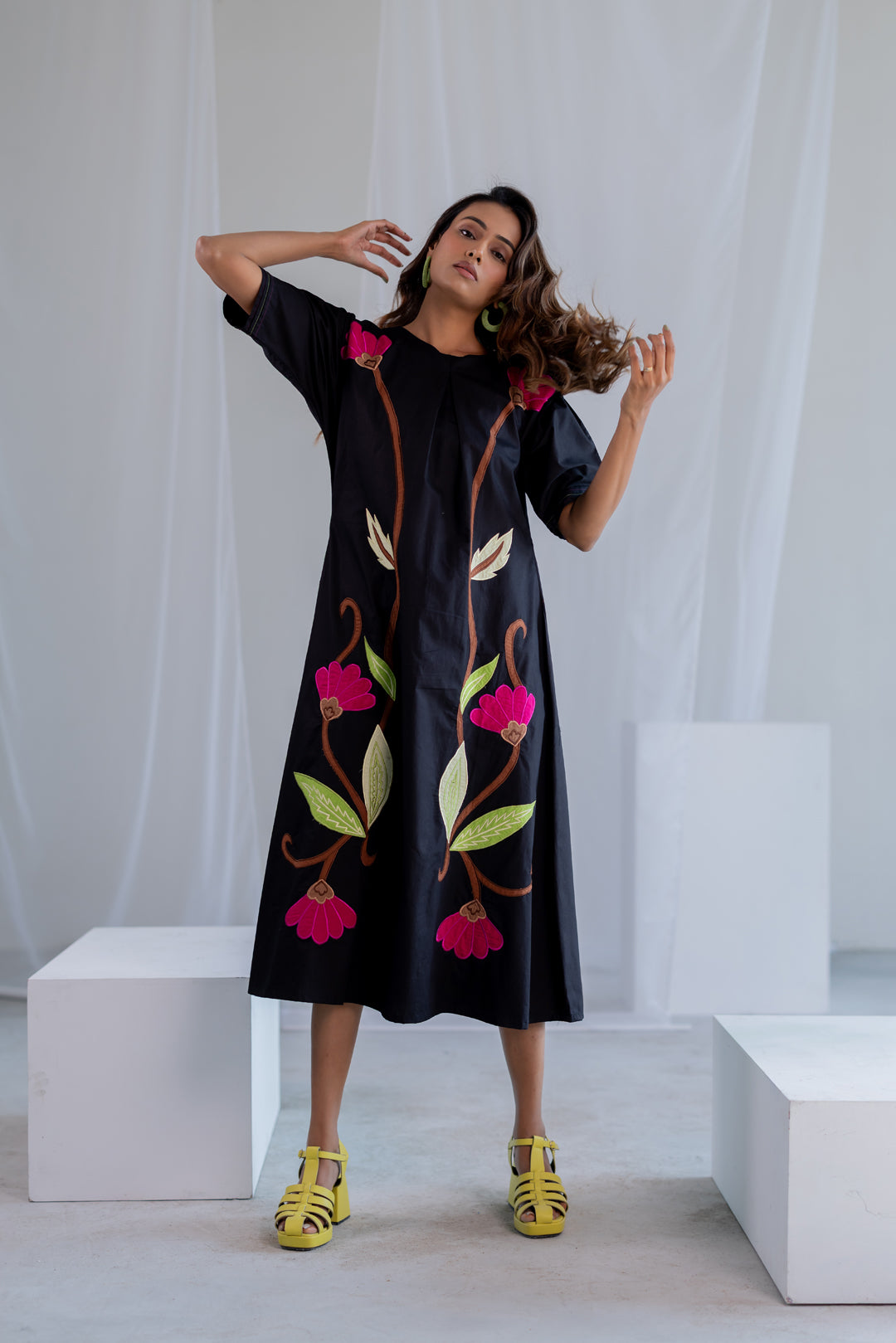 Flowers on Embers Applique Dress