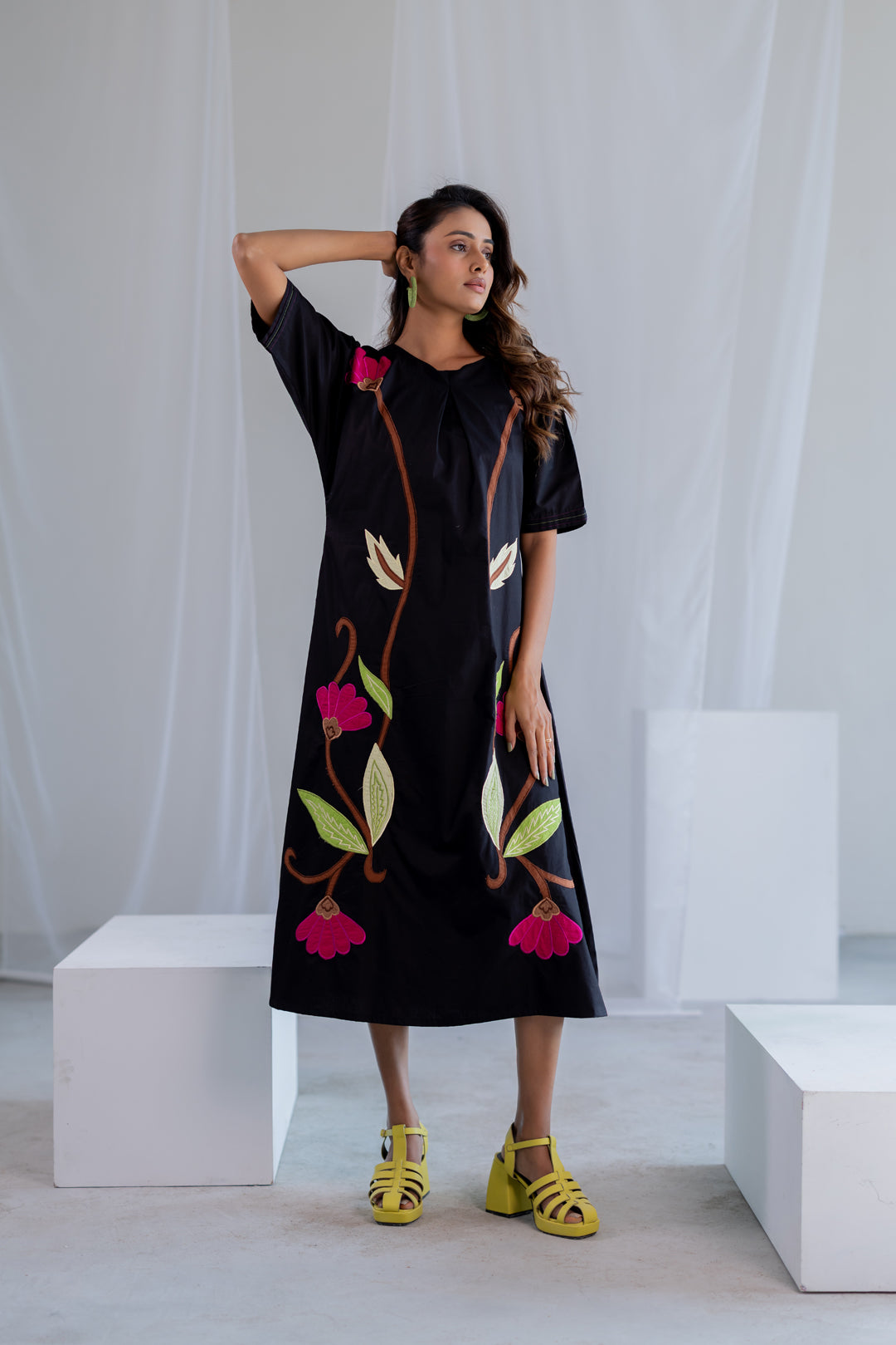 Flowers on Embers Applique Dress