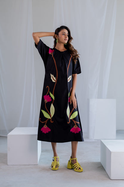 Flowers on Embers Applique Dress
