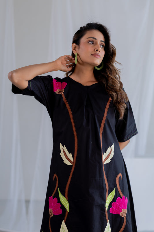 Flowers on Embers Applique Dress