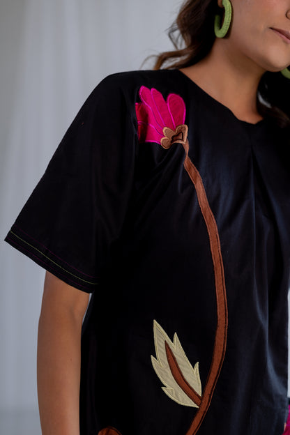 Flowers on Embers Applique Dress