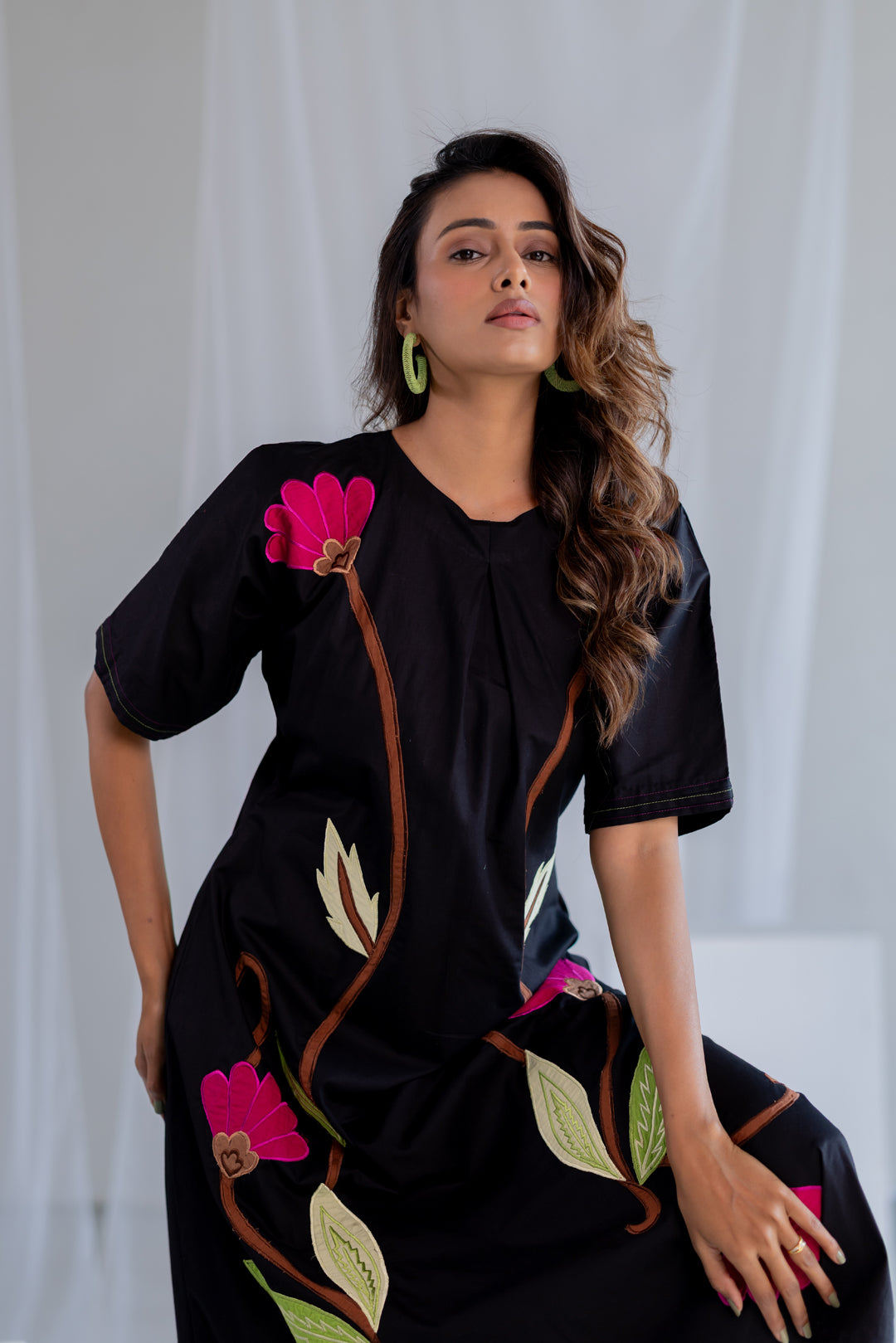 Flowers on Embers Applique Dress