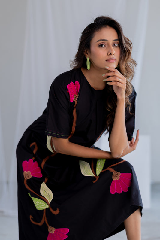 Flowers on Embers Applique Dress