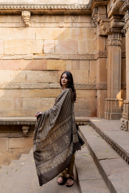 Banni Clay Kurta Set with Ajrakh Dupatta