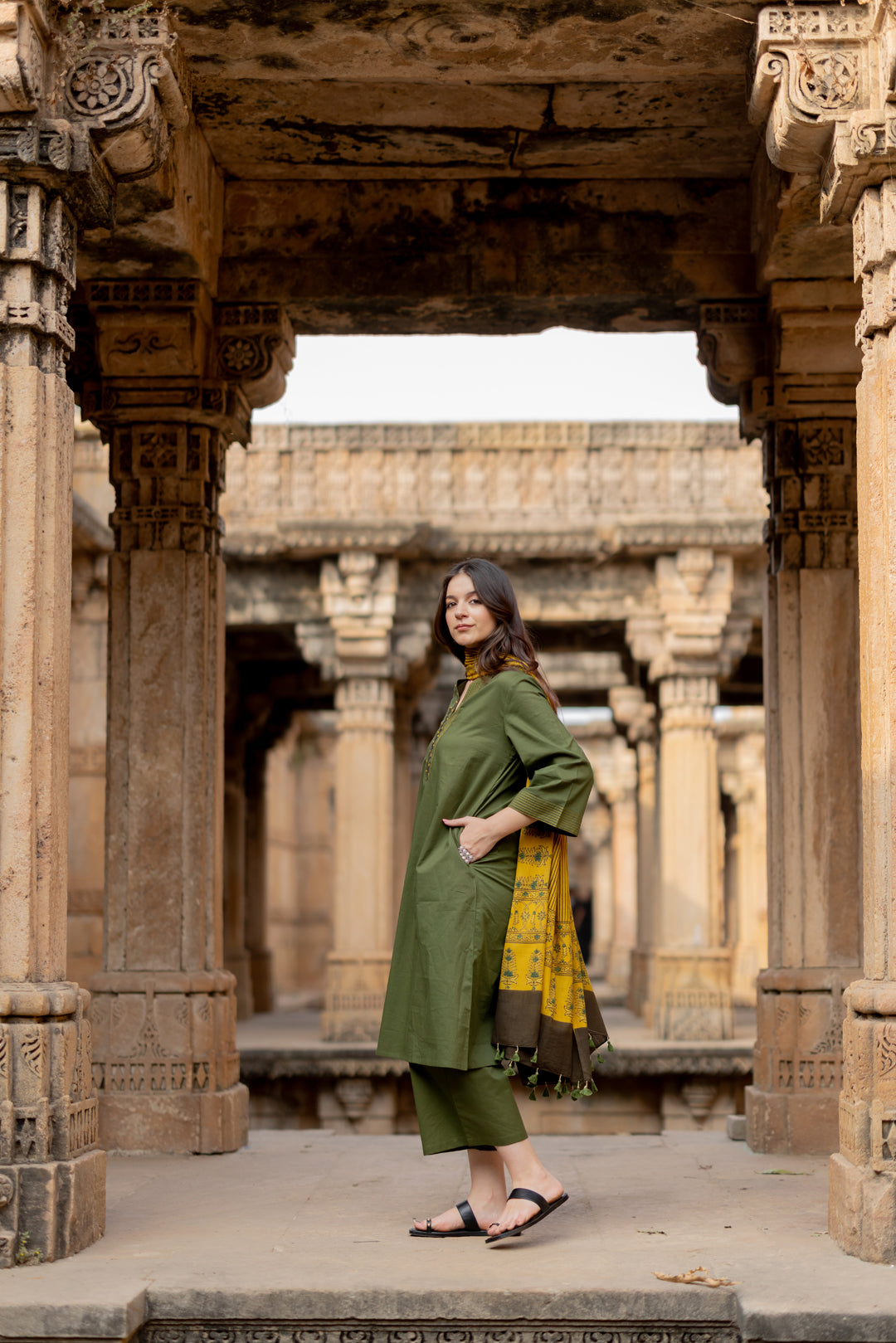Kutch Green Kurta Set