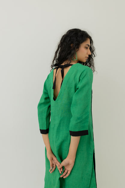 Bottlegreen Linen Kurta