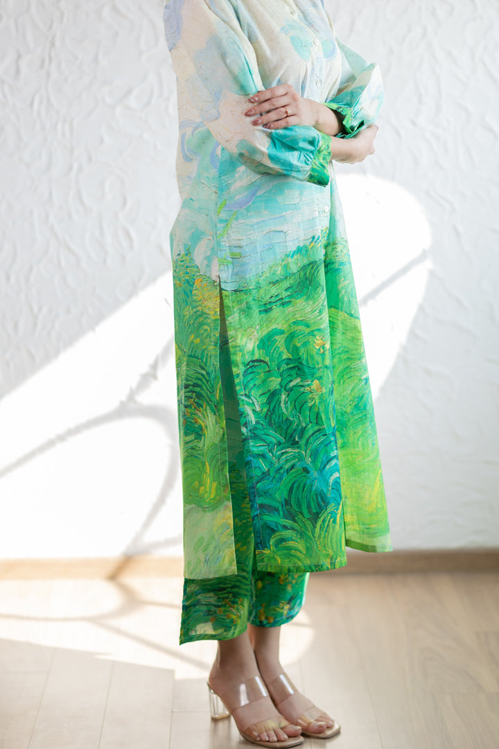 Vincent Landscape Buttondown Tunic Set