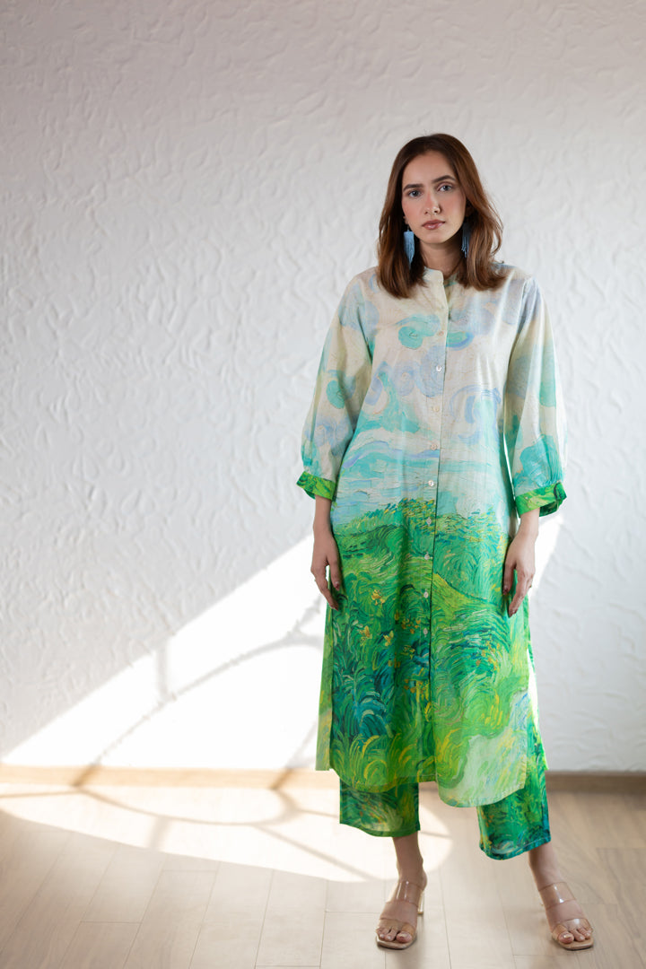 Vincent Landscape Buttondown Tunic Set