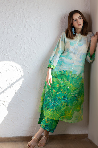 Vincent Landscape Buttondown Tunic Set