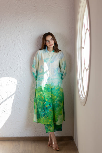 Vincent Landscape Buttondown Tunic Set