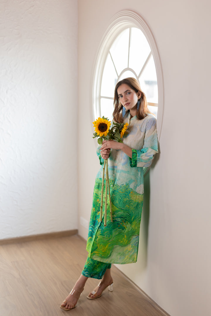 Vincent Landscape Buttondown Tunic Set