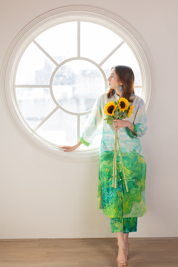 Vincent Landscape Buttondown Tunic Set