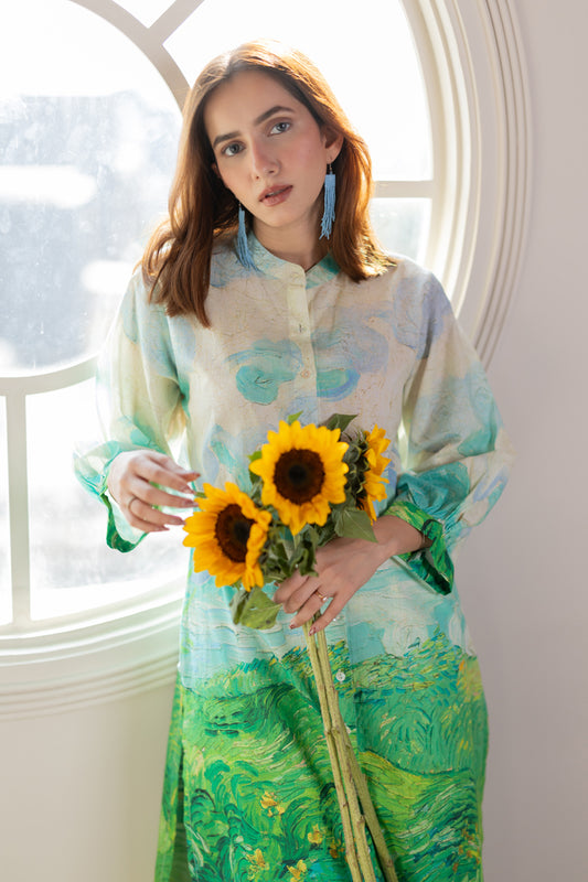 Vincent Landscape Buttondown Tunic Set