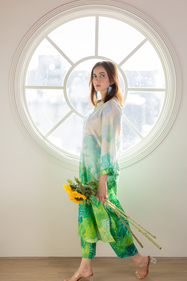 Vincent Landscape Buttondown Tunic Set