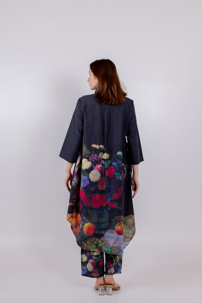 Black Blooms Tunic Set