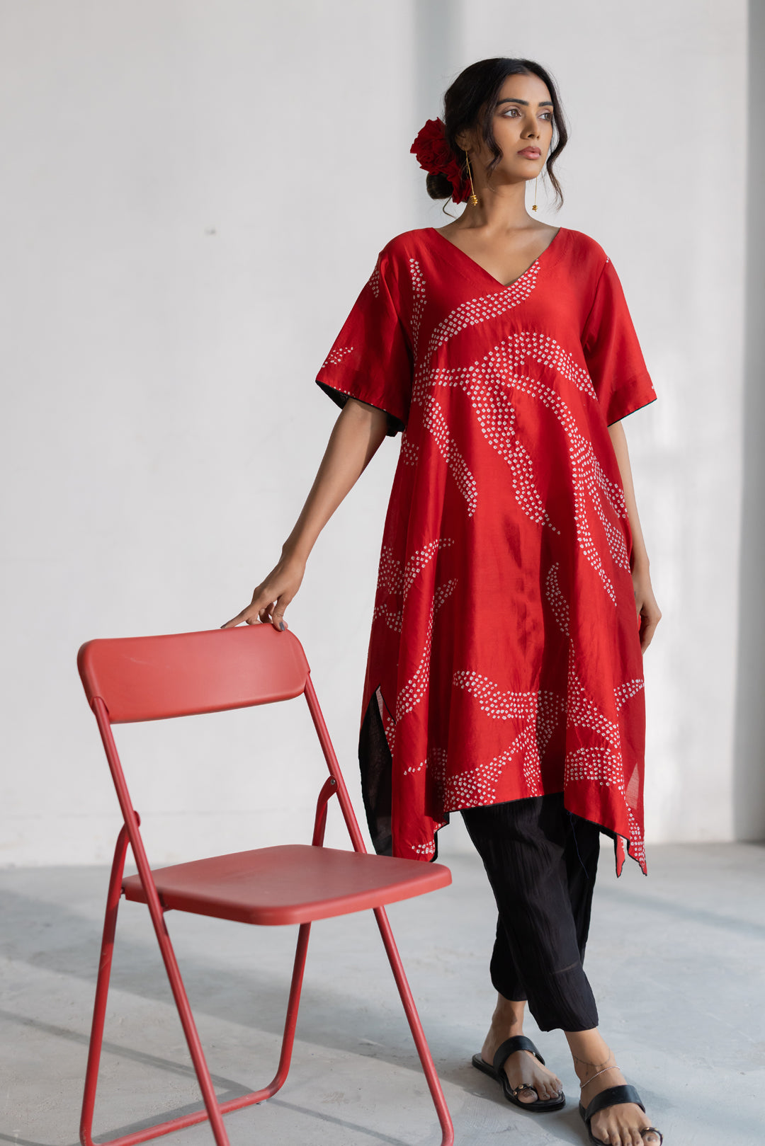 Poppy Fields Bandhani Kurta Set
